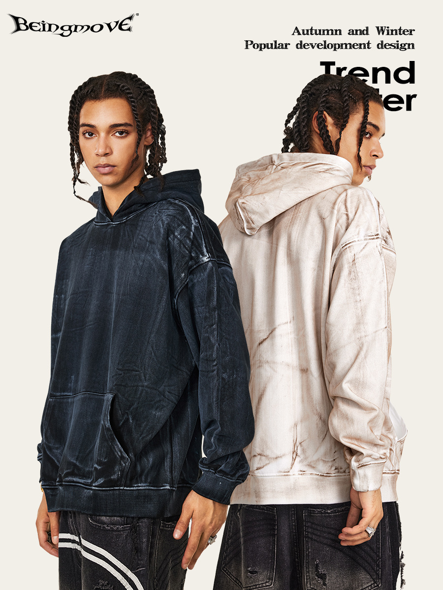 2025 otoño estilo americano de moda de la calle retro hacer vieja camisa retro hombro caer camisa con sombrero oversize ropa de hombre