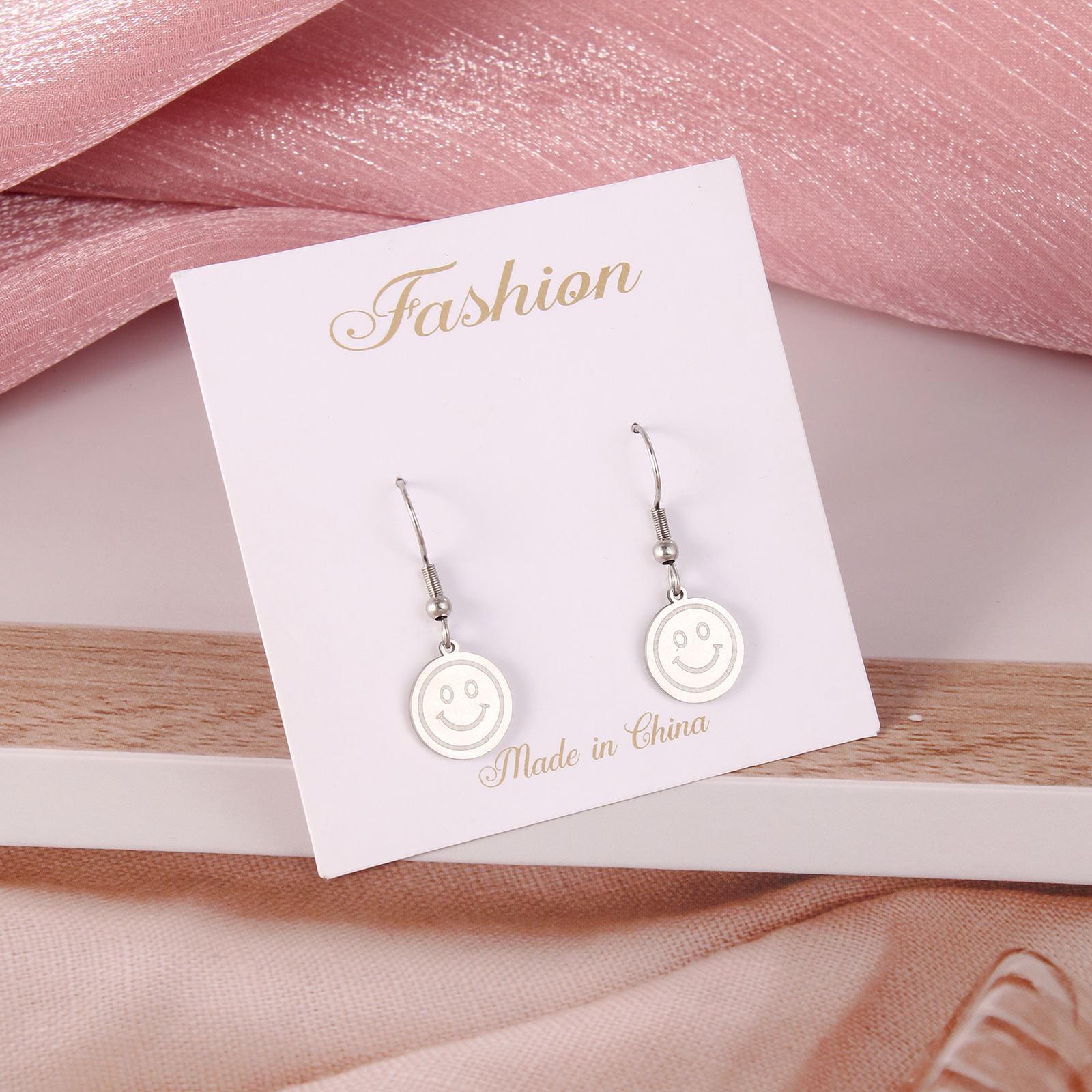 Fashion Portrait Stainless Steel Polishing Drop Earrings 1 Pair