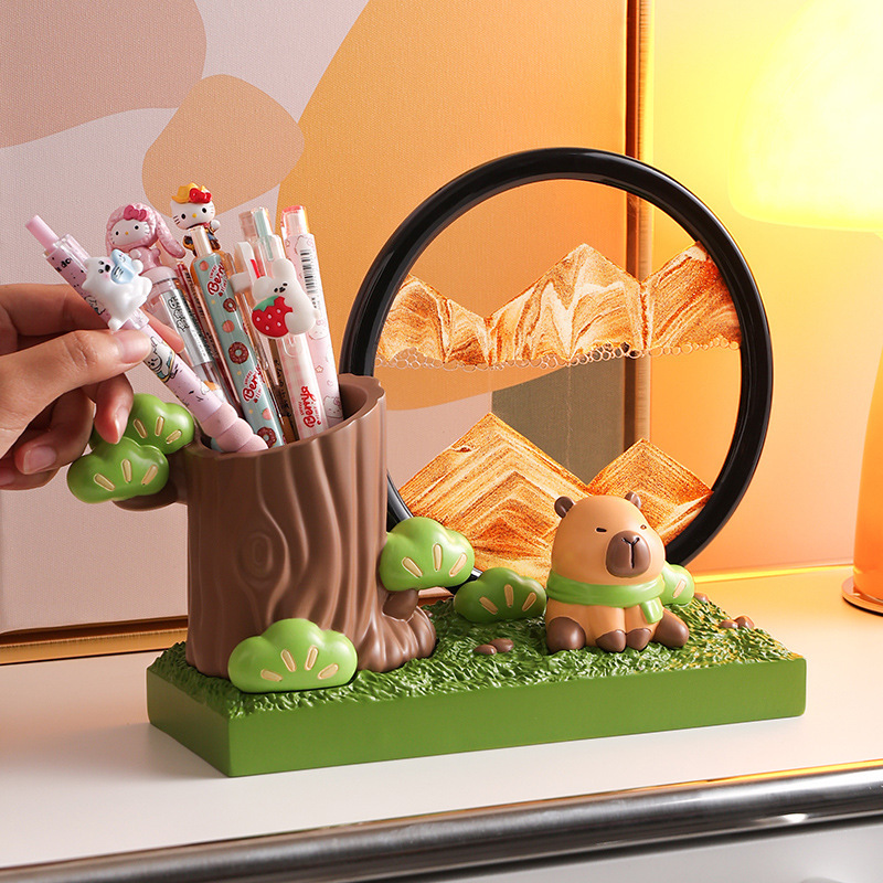 家の装飾砂時計装飾品ハイエンドテーブルリビングルームオフィスデスクストレージペンホルダー漫画癒し 3D 立体|undefined
