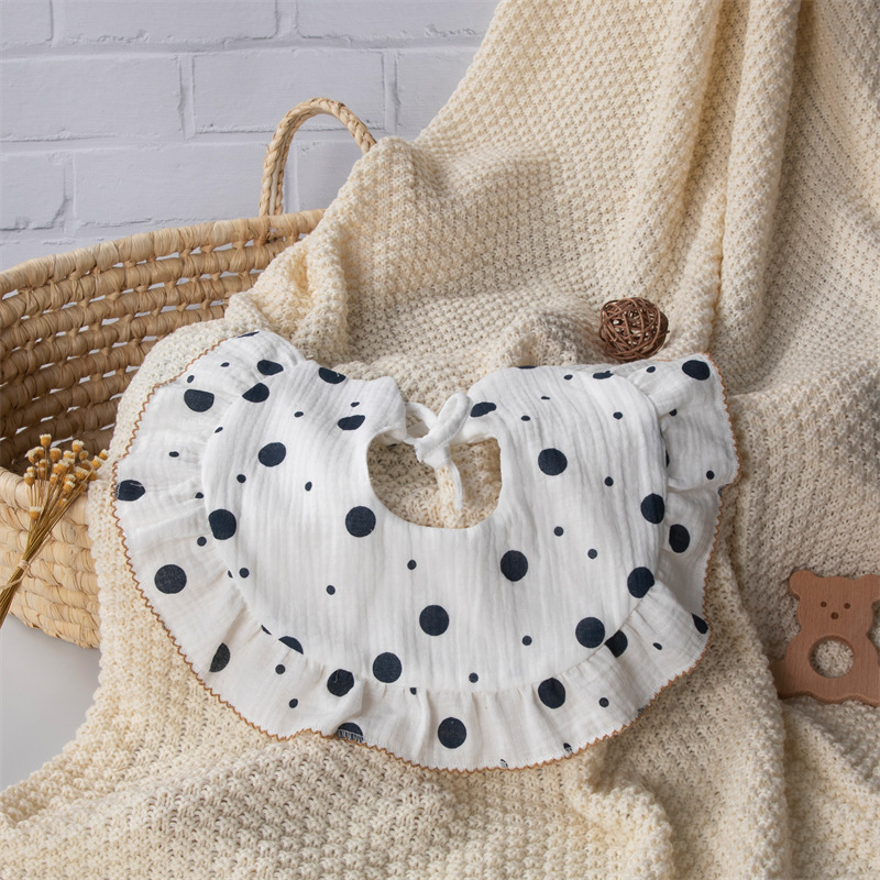 360 grados para aumentar la pequeña toalla de saliva de flores, collar falso, bata, gaza de algodón, tipo A, delantal de encaje para bebés