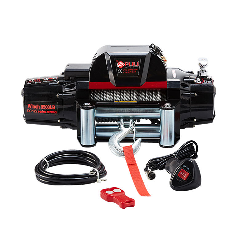 普力汽车电动绞盘 9500磅山地车越野车四轮驱动改装自救绞盘机