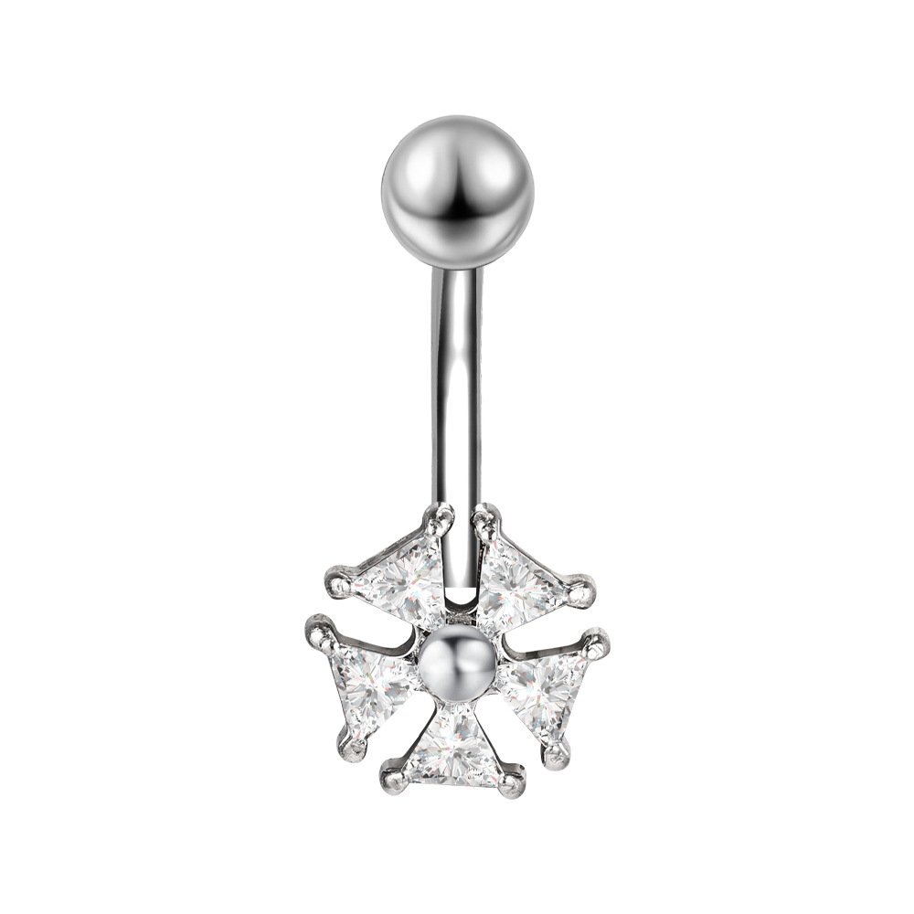 Zesen Stainless Steel 5A Zircon Titanium Steel Diamond Umbilical Ring Body Piercing Jewelry detail image 14