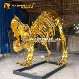 霸王龙金骨架 仿真恐龙镀金玻璃钢化石 餐厅景区橱窗摆设模型玩具