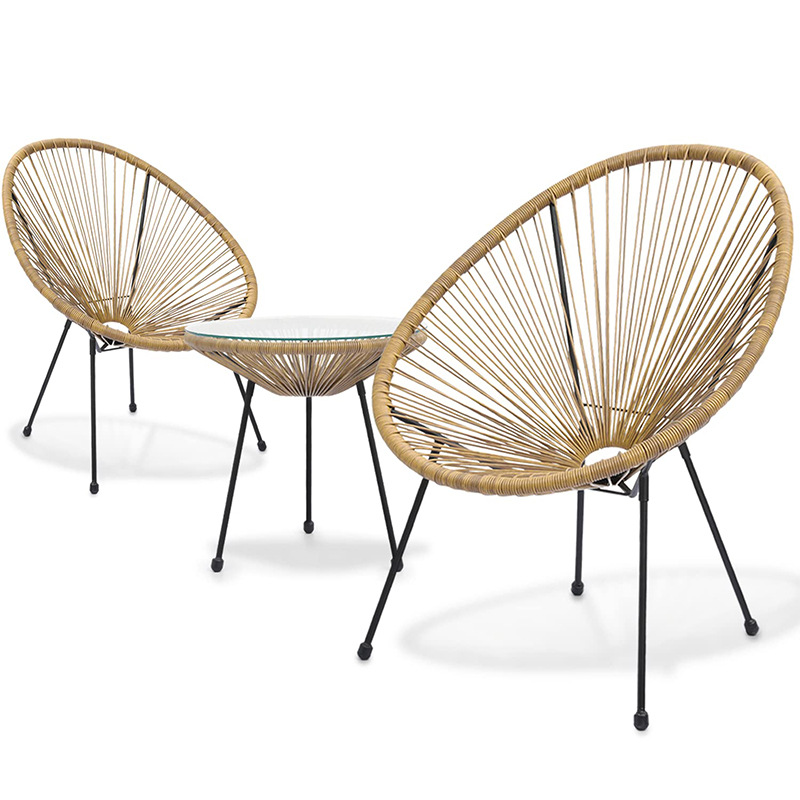 Tres piezas de muebles al aire libre silla de patio balcón silla de huevo silla de huevo silla de caña image 3