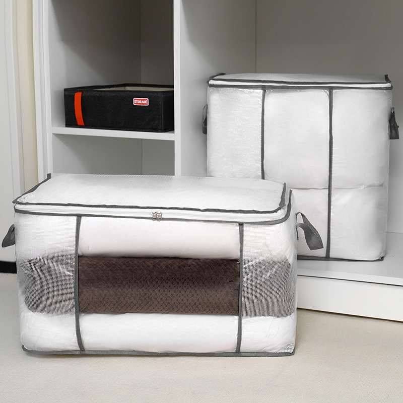 bolsa de almacenamiento a prueba de moho a prueba de humedad a prueba de agua gran capacidad de acabado de ropa de transporte de equipaje edredón ropa caja de almacenamiento transparente
