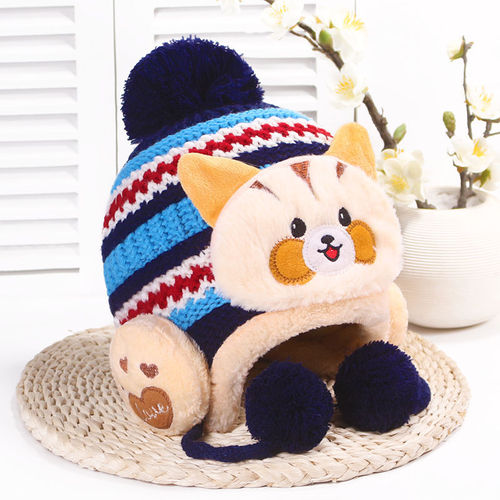 Baby hat autumn and winter for men and women 0-1-2-3 years old plus velvet baby winter 6-12 months ear protection children's woolen hat