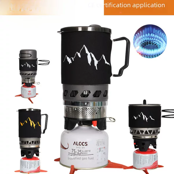 0.9L Food-Grade Aluminum Camping Stove Reactor System Stove Portable Stove Heat-Gathering Cassette Stove Portable