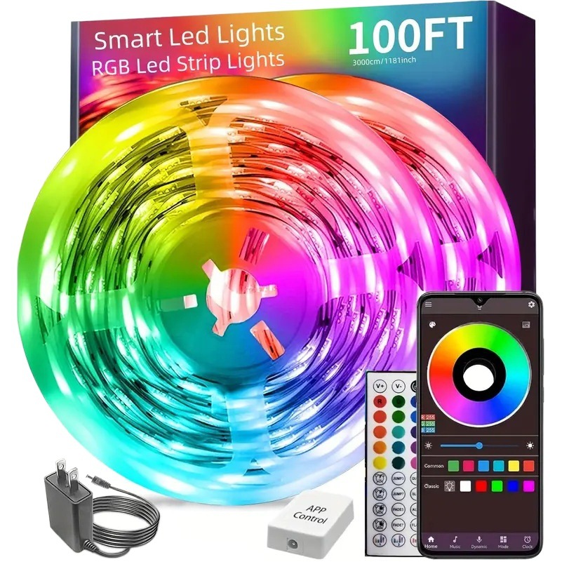 En stock traje de tira de luz LED 3535 de baja tensión RGB tira de luz autoadhesiva 44 clave de música de infrarrojos Bluetooth llevó la luz