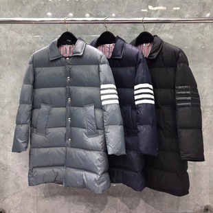 Tb Tom's New Autumn and Winter Long down Jacket Jacket for Men and Women, Casual, Comfortable and Versatile Classic Four-Bar Jacket