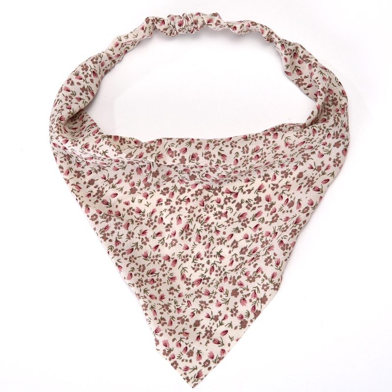 Faixa de cabelo elástica com estampa floral, fresca e campestre, lenço triangular com margaridas, acessório para cabeça, novo estilo Cross Border._voghion.com