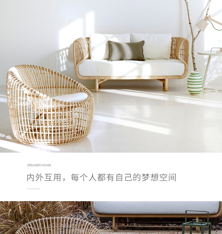 户外编藤椅沙发茶几桌椅组合简约休闲民宿阳台家具别墅室外椅定制-阿里巴巴