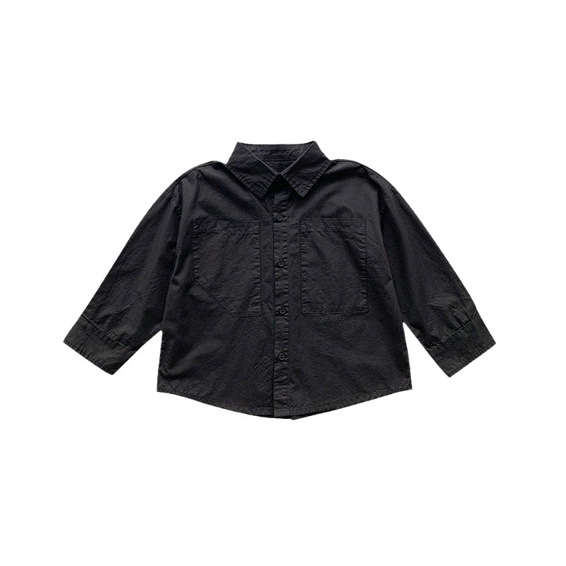 Camisa para niños 2023 niños otoño fresco nuevo estilo coreano color sólido bebé abrigo estilo occidental bordado camisa de solapa para niños