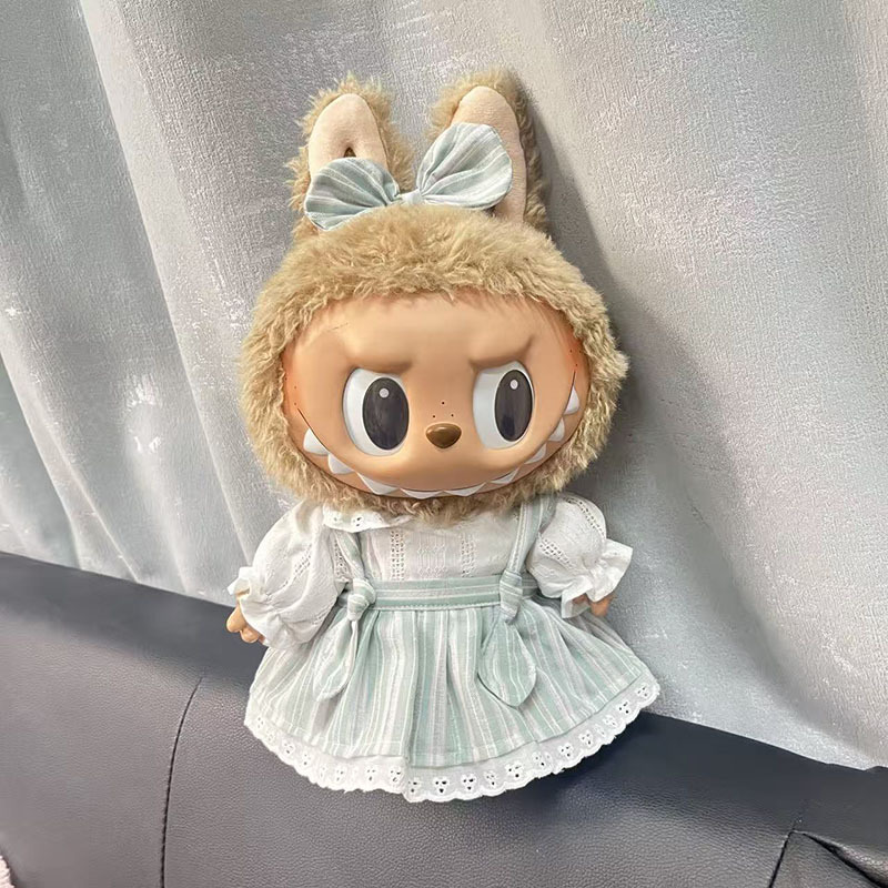 Ropa de muñeca de peluche de vinilo Labubu de 38cm para ropa de muñeca La Bu Time to Chill