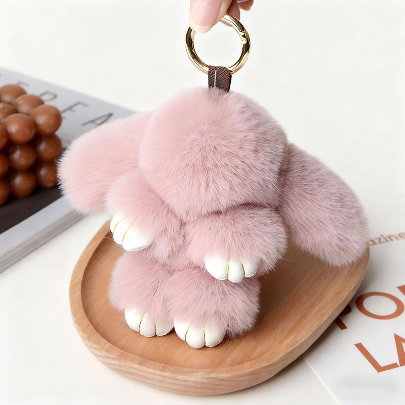小さなウサギの毛皮ミニチュア装飾品、ウサギの毛皮バッグチャーム、ふわふわで可愛いランドセル、車のキーホルダー飾り|undefined