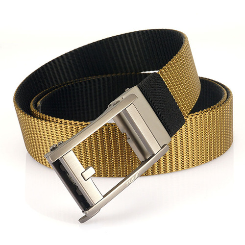 Double-sided nylon canvas belt for men, automatic rotating buckle casual belt, versatile fashion outdoor stylish pants belt