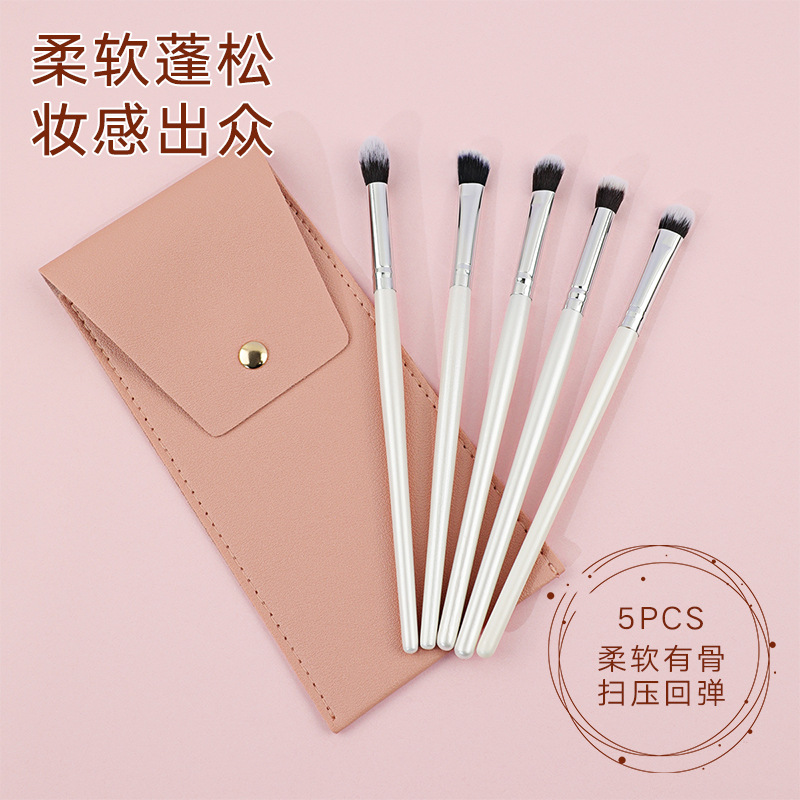Venta al por mayor de fábrica 5 juegos de pinceles de maquillaje de ojos Sombra de ojos, sombra de nariz, manchas, corrector, herramientas de belleza, pinceles de maquillaje de cabello suave