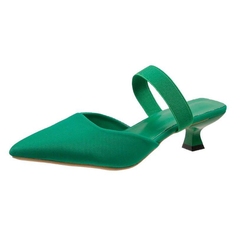 2023 Весенние новые остроносые высокие каблуки Baotou Пустые крутые туфли Европейская и американская мода больших размеров в наличии Модные Тапочки