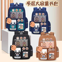 新款卡皮巴拉小学生书包1-3-6年级轻便耐脏儿童书包大容量双肩包