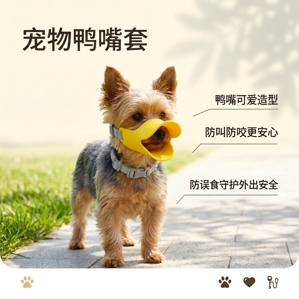 严选狗狗嘴套防咬防叫硅胶黄鸭嘴套舒适透气可调节绳防拆家狗口罩