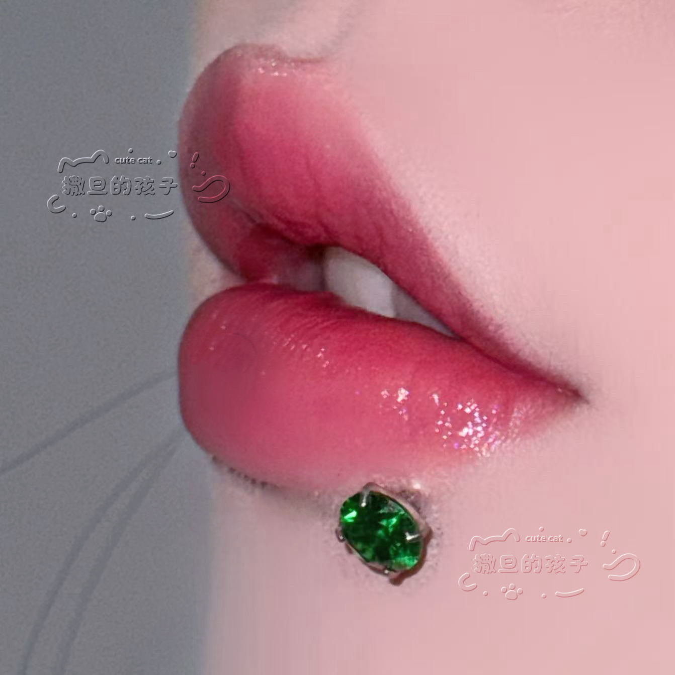 Satan's Child Senior Art Student F136 Titanium Alloy Lip Stud Big Sparkling Diamond Lip Piercing Ring Ear Cartilage Stud detail image 7