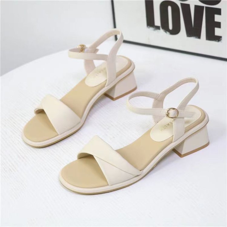 Sandalias de Tacón Grueso con Hebilla para Mujer de Caucho y PU image 7
