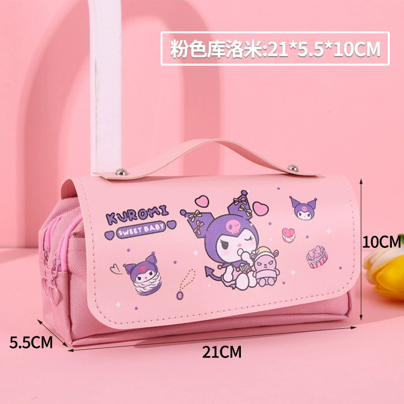 Sanrio, высококачественный вместительный двойной карманный пенал для школьников, антистресс