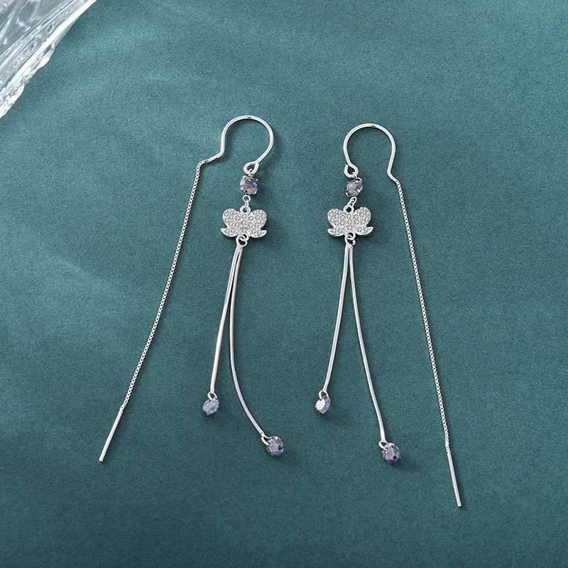 韩一S925纯银小众蝴蝶耳环女长款气质耳坠个性简约耳饰厂家直销