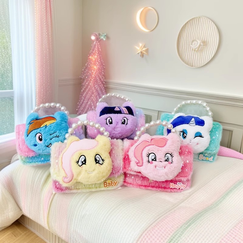 Nuevos bolsos infantiles otoño / invierno coreano niñas lindos bolsos de mochila de moda niñas bolsos de peluche bolsos de perlas