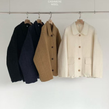 1t韩国同款egg女装新款双面羊绒毛呢时尚短款外套冬季大衣小个子