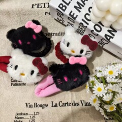 秋季新品可爱黑色系毛绒猫咪掰掰夹发夹软妹百搭女孩风侧边夹饰品