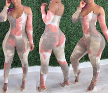 2026�羳���Q�¿�Jumpsuit sexy long sleeve v-neck tie dye wom