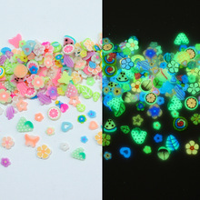 新款夜光软陶片夜光双色叶子小花仙女棒DIY材料美甲饰品美甲软陶