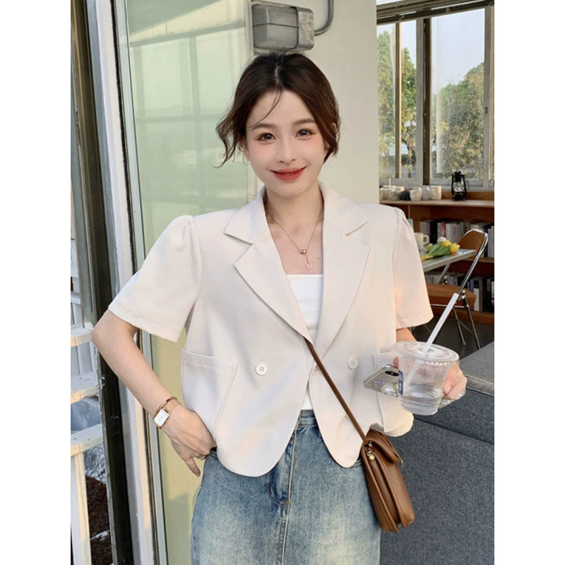 Summer classic suit jacket, shirt for leisure, thin T-shirt, with short sleeve
