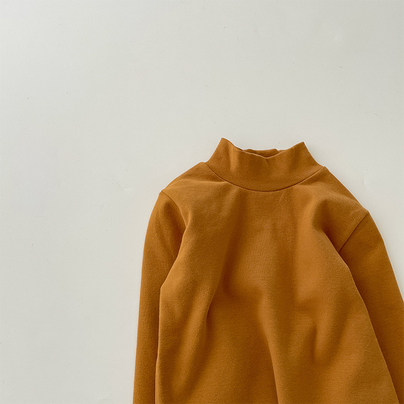 Camiseta de cuello medio elástica de 280 g para niños y niñas, estilo otoño 2026, talla 150-160