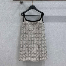 深圳南油高端女装CD家气质百搭戴妃藤格纹粗花呢无袖背心连衣裙女