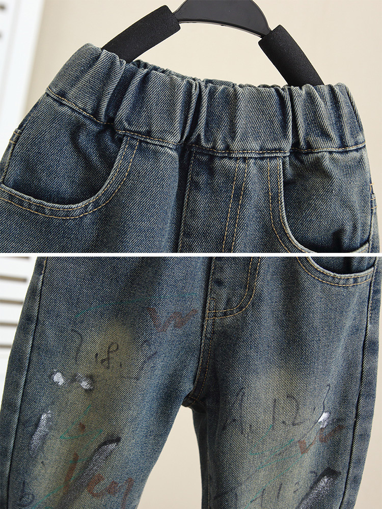 6128 niños ropa de otoño graffiti jeans 2025 nuevo estilo otoño estilo occidental niños pantalones coreanos bebé primavera y otoño marea image 4