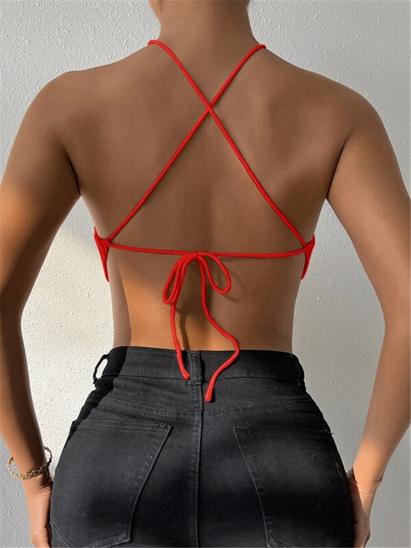 105g Weight Polyester Fabric Type Short Top Length Crop Top Tops Type Holiday, Bar Occasion Halter Neck Neckline Slim Fit Type Solid Color Pattern Summer Season Women's Gender Sexy, Streetwear Style Wholesale Women's Sexy Streetwear Solid Color Tank Tops 6