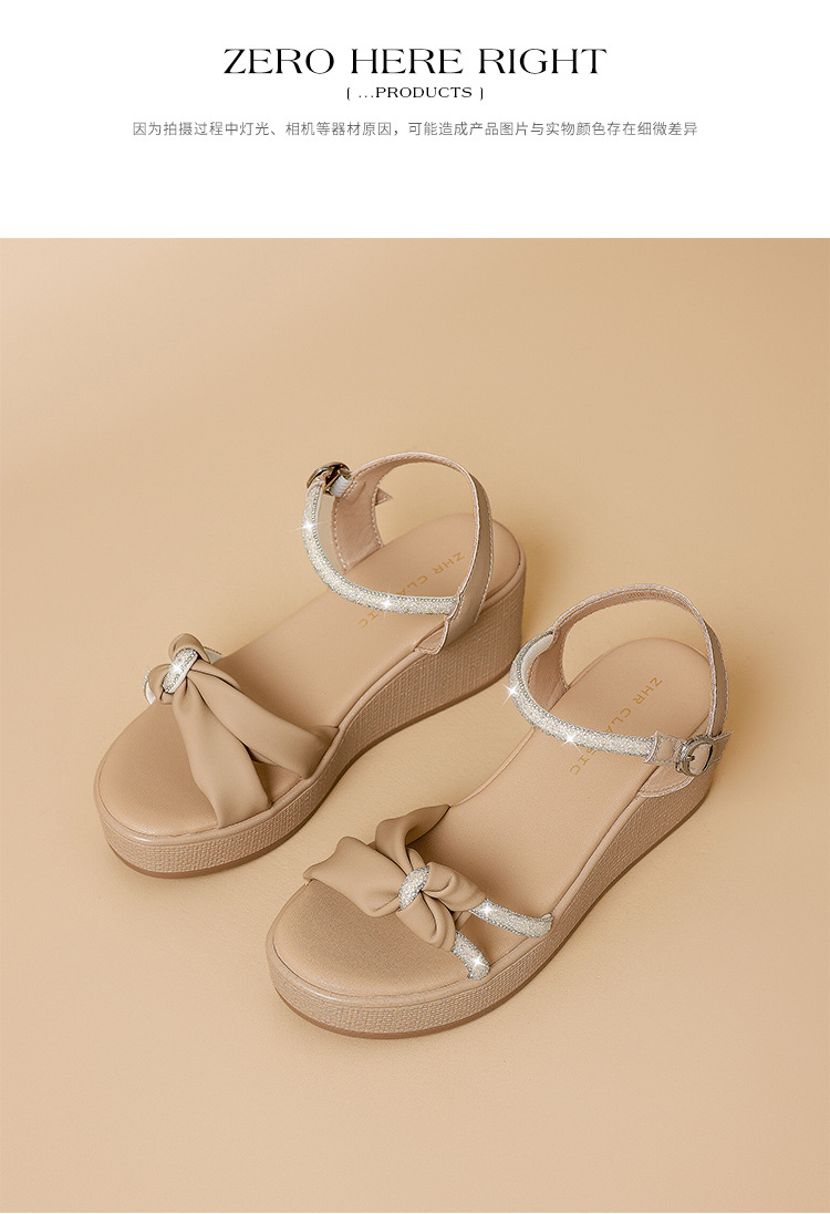 Sandal nữ đế xuồng đính đá cổ điển, tăng chiều cao, phong cách thanh lịch — M701 Hạnh chi tiết 18