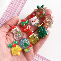 氷透明スパンコールクリスマス雪だるま樹脂アクセサリー diy ヘアピンジュエリー携帯電話ケース電気自動車靴バックル水カップ装飾
