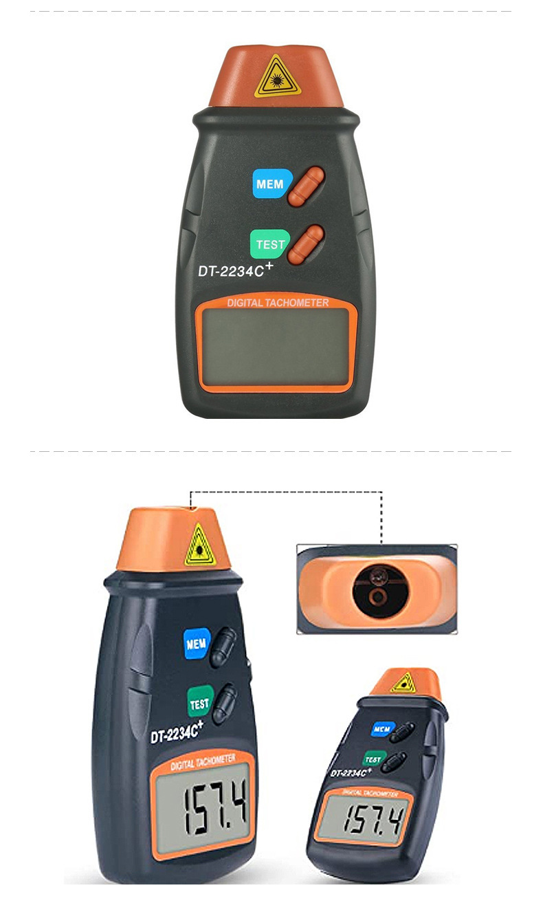Non-contact tachometer, speed meter, tachometer, speedometer, laser infrared tachometer DT2234C+