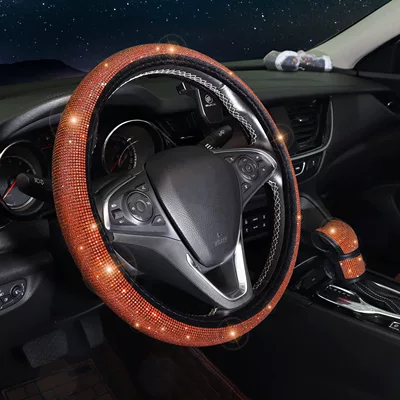 Steering wheel cover, Wheel Cover with Inner Ring - orange-diamond-38cm