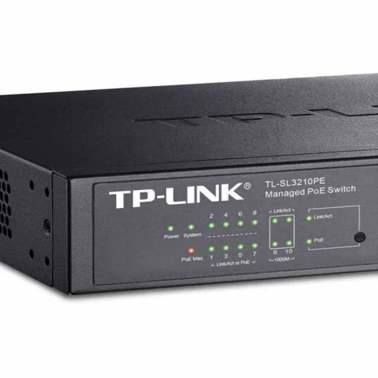Пу Лян TP-Link TL-SL3210PE 10 портов двухуровневый управляемый POE коммутатор 8-входных 100 мегабит 2 гигабит гигабит гигабит