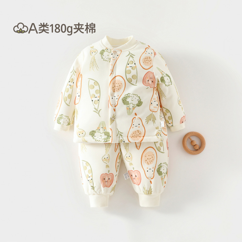 180g Thickened Cotton-Padded Baby Set, Infant Cotton Clothing, Winter Warm Separate Cotton Jacket and Pants, Class a Newborn Cotton Clothing
