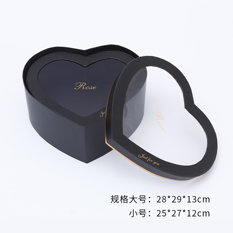 Ins amor caja de frutas al por mayor día de San Valentín caja de dulces transparente en forma de corazón paquete de flores diy caja de flores de ventana transparente