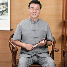 唐装男中老年人爸爸妈妈夏季套装中国风老人过寿生日爷爷奶奶衣