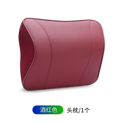Car Pillow, Headrest - new-genuine-leather-memory-foam-headrest-volcanic-red-single