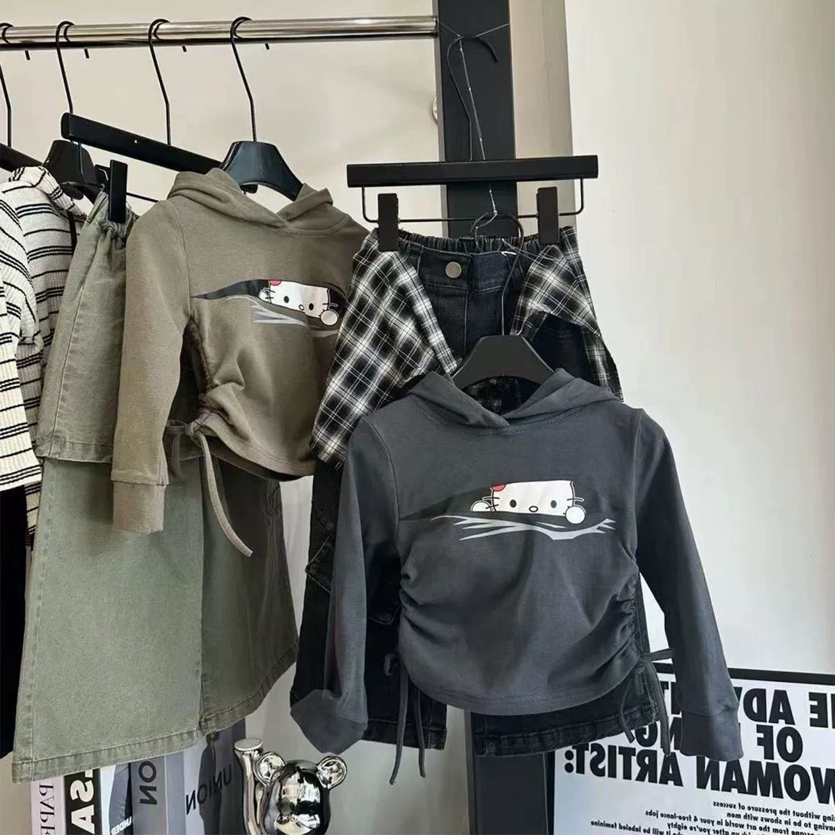 Детское осеннее худи с мультяшным принтом, длинные рукава, западный стиль