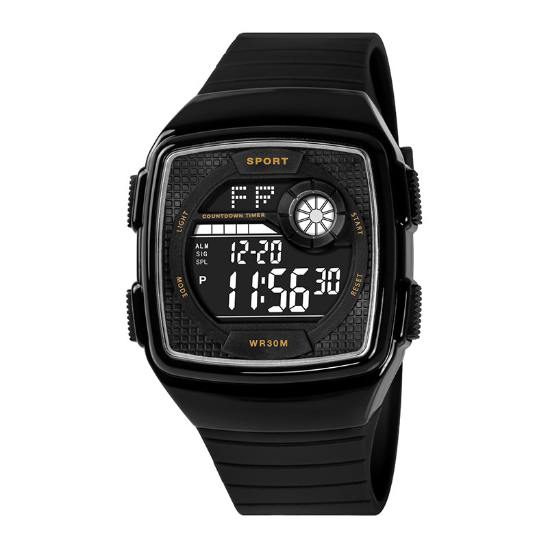 Tendencia de hombres cuadrados estudiantes adolescentes cronógrafo reloj electrónico alarma multifuncional luz nocturna reloj electrónico al por mayor