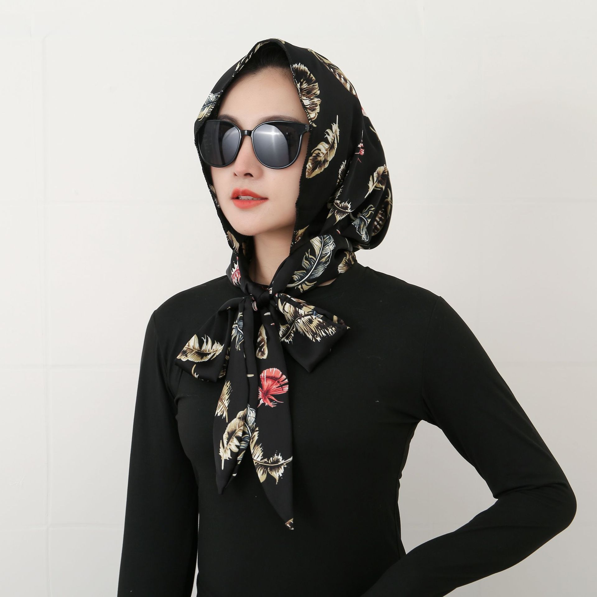 90g Weight Silk Scarf Classification Daily Occasion Satin Material Flower Pattern Summer, Spring Season Women's Gender Printing Design Elegant, Retro Style Women's Elegant Retro Flower Satin Printing Silk Scarf 5