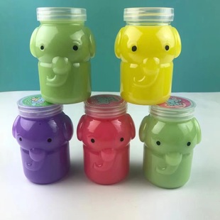 260ml cute baby elephant plastic bottle Crystal mud fake water foaming glue packaging bottle children's head rope jar candy jar